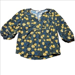 Sonoma Floral Women's Top - Green and Yellow - 0X - Large / XL